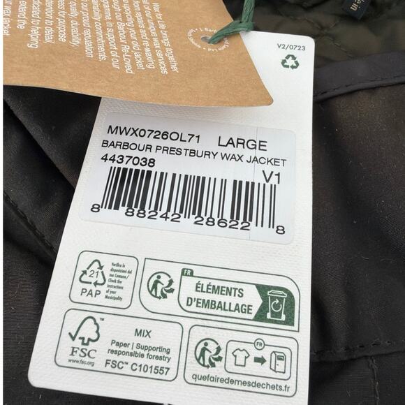 Barbour Men's Olive Prestbury Waxed Jacket Size L - Picture 3 of 11